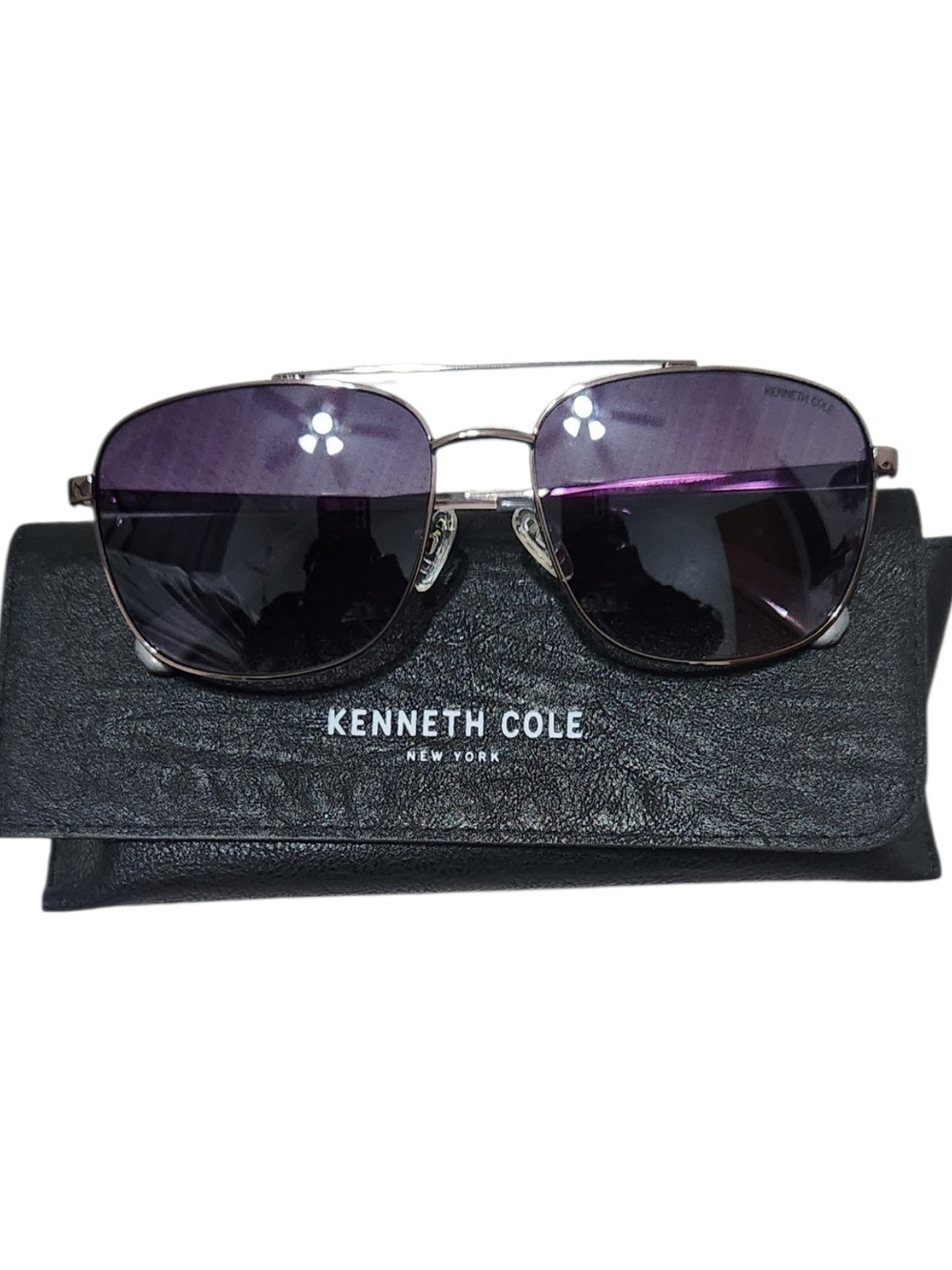 Kenneth Cole Men’s Aviator Sunglasses - Purple Gradient Lenses